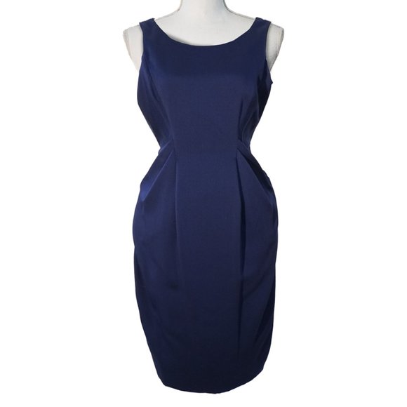 NWOT: Moschino Blue Virgin Wool Blend Sheath Dress - Picture 1 of 10